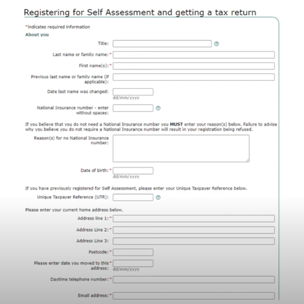 Register for self assessment and getting a tax return