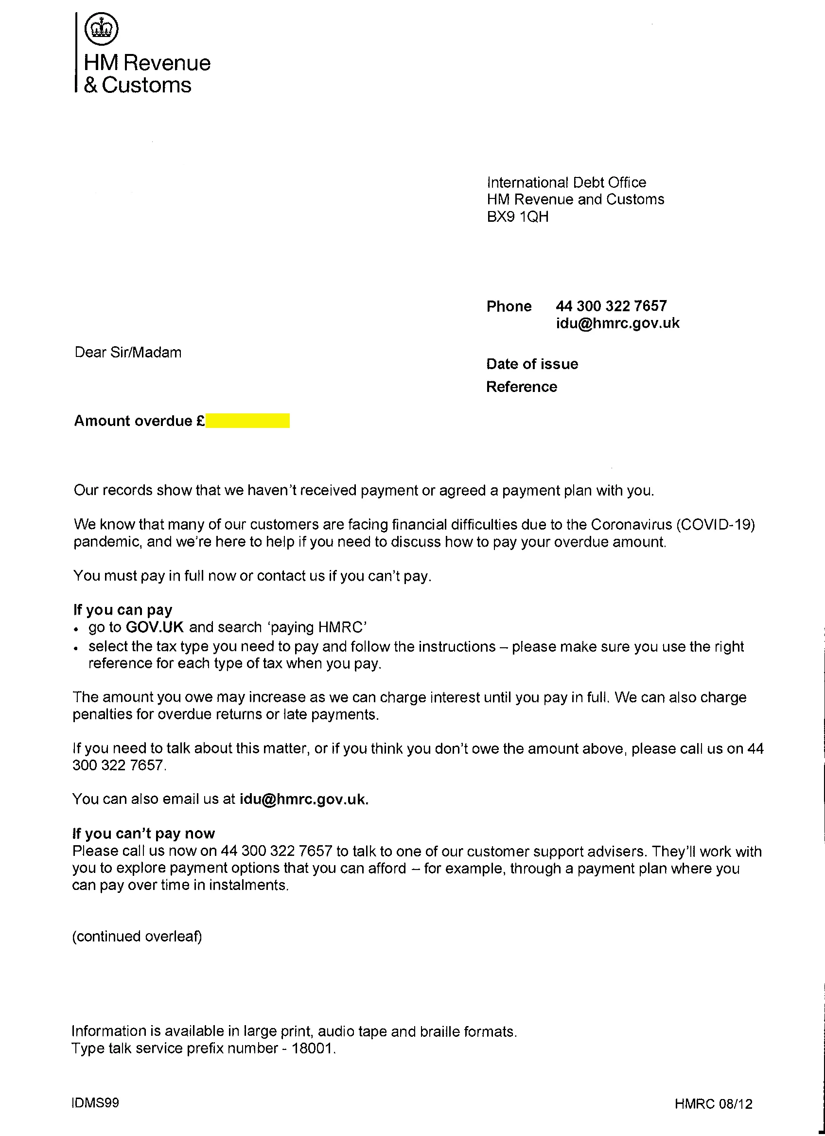 self assessment Tax Return Sample Penalties Letter 1